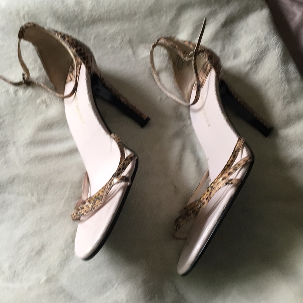 Nine West Snakeskin Brown Open Toe High Heels 10